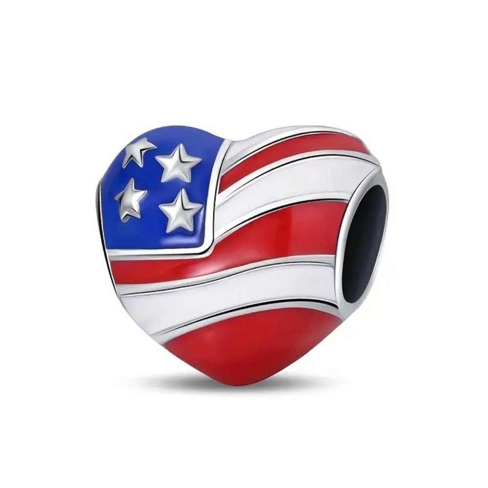 Heart-Shaped American Flag Charm